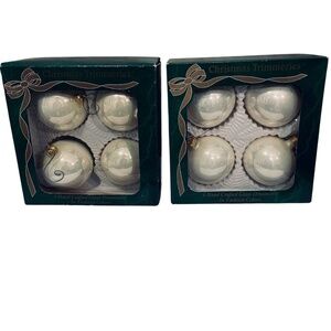 Vtg Christmas Trimmeries Handcrafted Glass Christmas Balls Ornaments Pearl